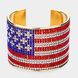 USA Flag Rhinestone Pave Cuff Bracelet