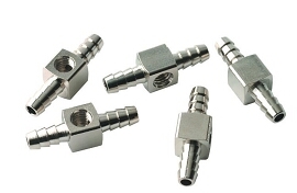 DCI 1/8" Barb x 10-32 Female x 1/8" Barb Tee; Pkg of 5