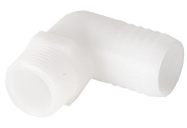 DCI 3/4" MPT x 1/2" Barb Elbow Adapter, Plastic