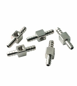 DCI 1/8" Barb x 10-32 Female x 1/8" Barb Tee; Pkg of 5