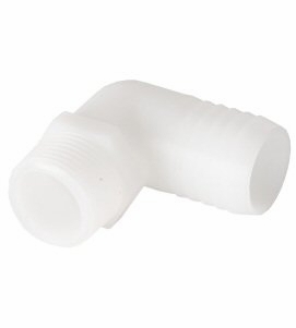 DCI 1" MPT x 1" Barb Elbow Adapter, Plastic
