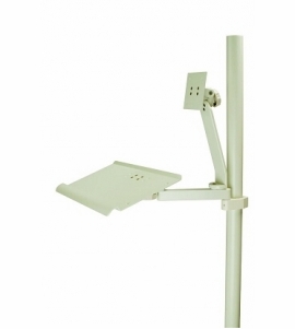 DCI Monitor Support & Full Size Keyboard Tray, w/Dual 8" Pivot Arm, Vertical Post Mounted, Gray