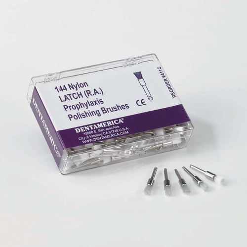 Latch Prophy Brushes (Metal Shank, Flat), 144 pcs