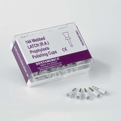 Latch Prophy Cups (6-Web, White, Medium Soft)