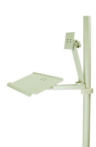 DCI Monitor Support & Full Size Keyboard Tray, w/Dual 8" Pivot Arm, Vertical Post Mounted, Gray