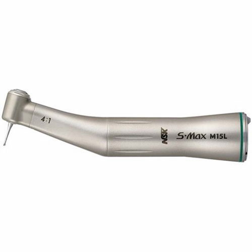 NSK M15L S-Max Stainless Steel Contra Angle Handpiece - 4:1 Optic E-Type Internal Spray