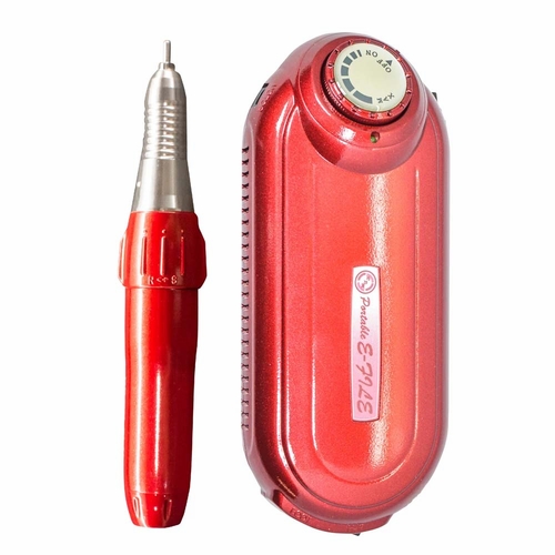 Ram RPM E-File Red Portable Controller, Red Ergo Slim Handpiece, Charger for RPM E-File Portable, Handpiece Rubber Stand, Carry Bag and Belt Pouch