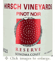 Hirsch Pinot Noir 2021 Reserve Estate Sonoma Coast