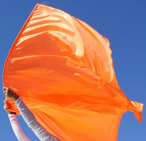 Flourescent Orange 'Sound the Alarm!' Warning Blast Worship Matte Flags Set of 2 with Flex Rods Flexible Banner by Beauty for Ashes 