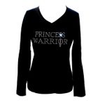 Princess Warrior Womens Black Long-Sleeve Pink Sword Bling Top