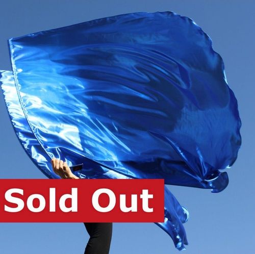 Solid Royal Blue 'Overcomer' Praise Banner Dance Worship Flag Set of 2 (Flexible Rod)