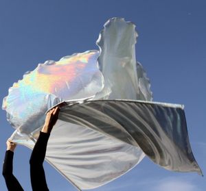 Silver 'Cloud by Day' Shimmering Rainbow Mini Holographic Praise Worship Flags Set of 2 with Superflex™ Rods Silver 'Cloud by Day' Shimmering Rainbow Mini Holographic Praise Worship Flags Set of 2 with Superflex™ Rods
