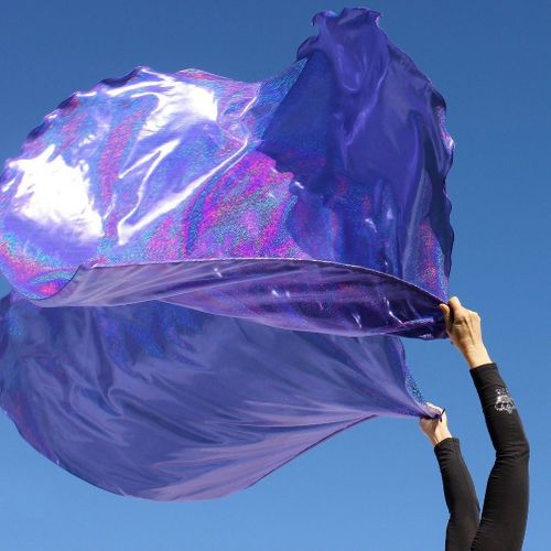 'Wedding Banquet' Sparkly Holographic Deep Amethyst Purple Worship Banner Flags Set of 2 Flex Rod 