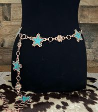 Western Concho Star Rustic Copper Belt Turquoise Accents