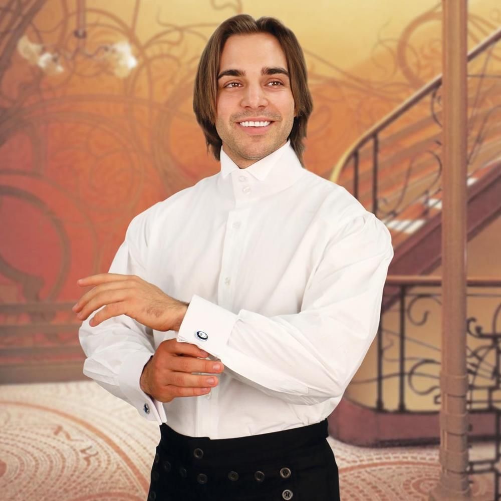 Steampunk High Society White Cotton Victorian Gentlemans Shirt