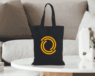 12 oz. Personalized Large Black Canvas Tote Bag