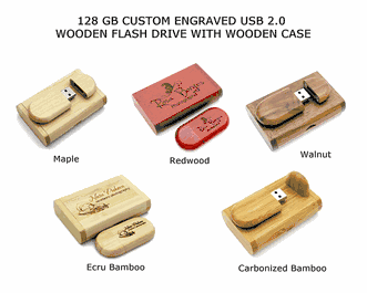 128 GB Custom Engraved Wooden USB Flash Drive with Personalized Gift Box