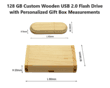 128 GB Custom Engraved Wooden USB Flash Drive with Personalized Gift Box