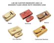 128 GB Custom Engraved Wooden USB Flash Drive with Personalized Gift Box