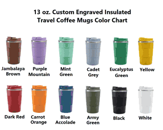 13 oz. Custom Engraved Stainless Steel Insulated Travel Coffee Mug