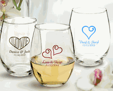 Heart Personalized 15 oz. Stemless Wine Glasses