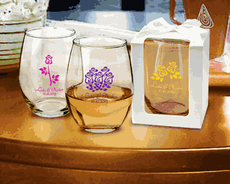 Heart Personalized 15 oz. Stemless Wine Glasses