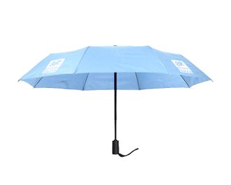 21" Custom Umbrella w Solid-Color Logo: 3-Fold, Fully-Automatic, Windproof