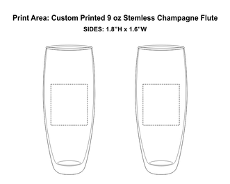 9 oz. Custom Printed Stemless Champagne Flutes