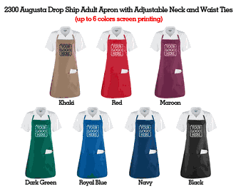 Custom Bib Apron - Augusta with Adjustable Neck and Waist Ties 30"