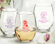 Bride and Groom Personalized 9 oz. Stemless Wine Glasses Favors