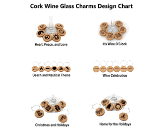 Cork Wine Glass Charms (Set of 6)