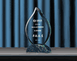 Personalized Crystal Flame Award with Green Marble Base