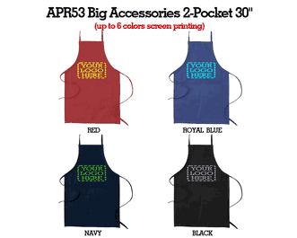 Adjustable Custom Aprons - Big Accessories APR53 Two-Pocket 30"