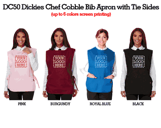 Custom Cobble Bib Aprons - Dickies Chef  with Tie Sides 28"
