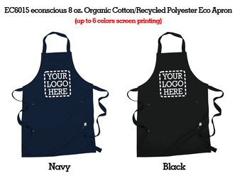 Custom Eco Bib Aprons - Econscious Two-Pocket with Brass Rivets 30"