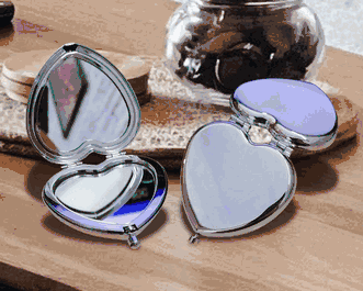Custom Engraved Silver Heart Pocket Mirrors