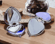 Custom Engraved Silver Heart Pocket Mirrors