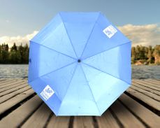 21" Custom Umbrella w Solid-Color Logo: 3-Fold, Fully-Automatic, Windproof