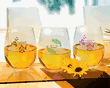 Flowers Personalized 9 oz. Stemless Wine Glasses