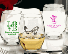 Love Personalized 9 oz. Stemless Wine Glasses