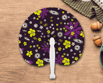 Personalized Round Folding Paper Fan with Plastic Handle (2-Sided Full Color)