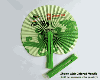 Personalized Round Folding Paper Fan with Plastic Handle (2-Sided Full Color)