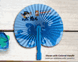 Personalized Round Folding Paper Fan with Plastic Handle (2-Sided Full Color)