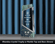 Custom Engraved Rhombus Crystal Trophy with Marble Top and Base