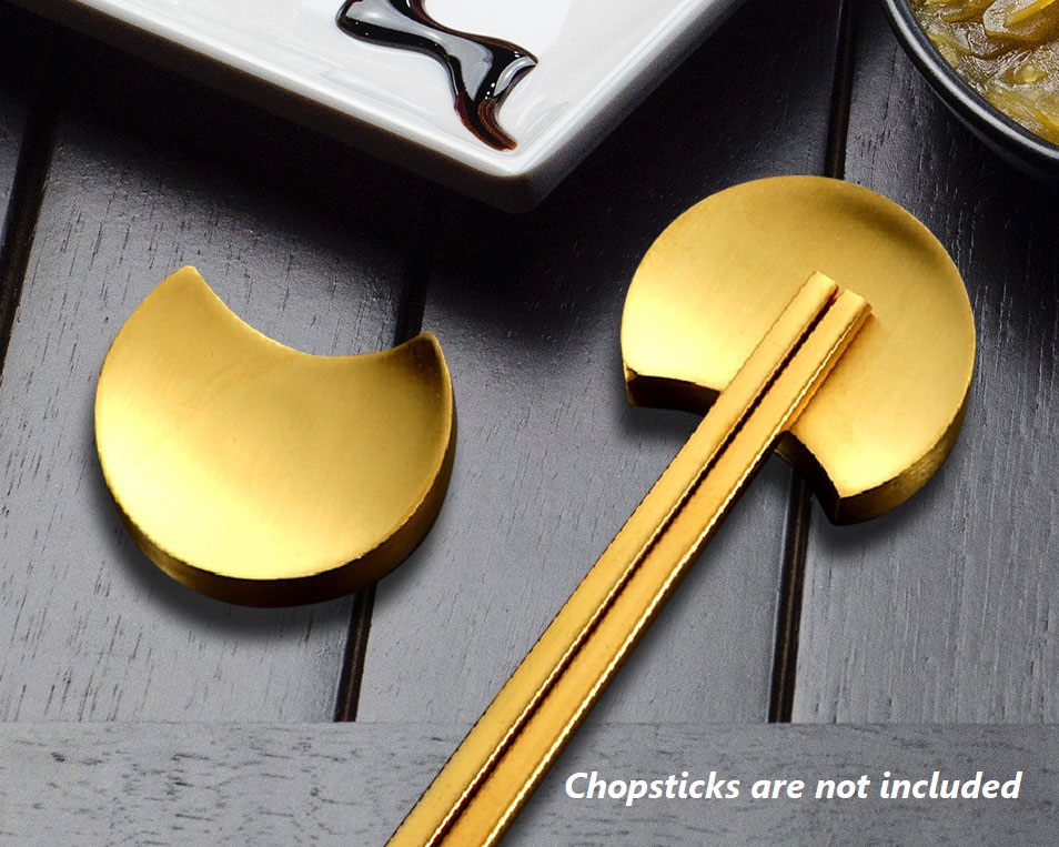 Gold Stainless Steel Moon Spoon Fork Chopstick Rest