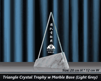 Custom Engraved Triangle Crystal Trophy with Marble Base