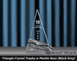 Custom Engraved Triangle Crystal Trophy with Marble Base