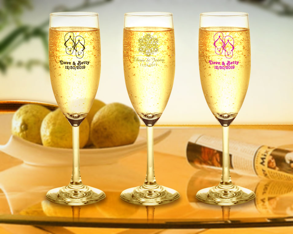 Wedding Personalized Champagne Flutes 6 oz. ARC
