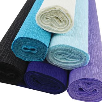 70g Crepe Paper Rolls - 8ft Length/20in Width (6pcs, Shades of Blue)