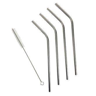 CLOSEOUT 2-Piece Curved Stainless Steel Drinking Straws 4pcs